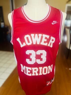 Kobe Nike Red and White 'Lower Merion' Basketball Jersey #33